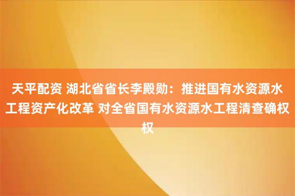 天平配资 湖北省省长李殿勋：推进国有水资源水工程资产化改革 对全省国有水资源水工程清查确权